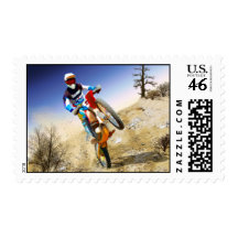 Desert Wheelie Motocross Postage Stamp