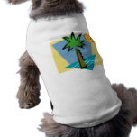 Deserted Island Graphic with Palm and Ocean Dog Tshirt