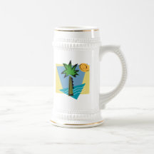 Deserted Island Graphic with Palm and Ocean Coffee Mug