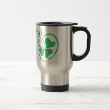 Desi with shamrock coffee mugs