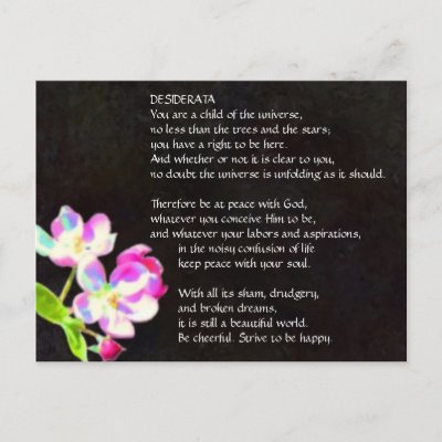 DESIDERATA Cosmic Blossoms postcard