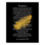 Desiderata "desired things" Golden feather black posters