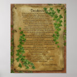 Desiderata "desired things",Ivy on parchment posters