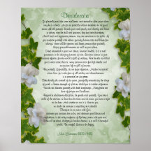 Desiderata "desired things", prose Ivy floral Posters