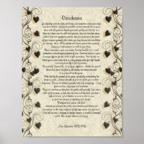 Desiderata "desired things", prose on parchment