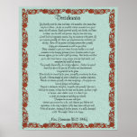 Desiderata "desired things", prose print