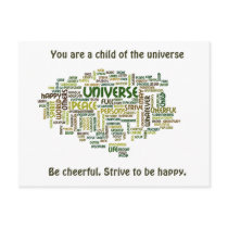 Desiderata Motivational Word Cloud Postcard