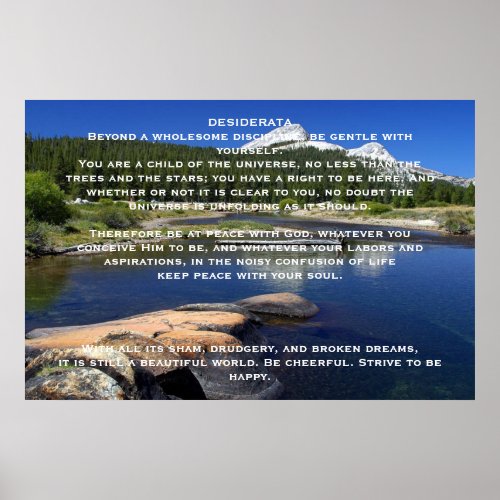 DESIDERATA Mountain Lake Posters
