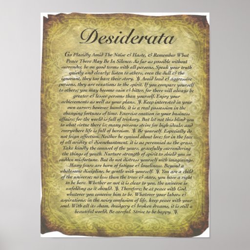 Desiderata Poem on Antique Style Paper Posters
