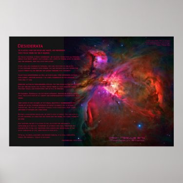 Desiderata Poem - Orion Nebula and Trapezium Stars Posters