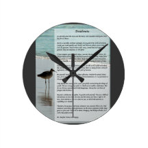 Desiderata Poem - Seagull on the Beach Scene Round Wallclock