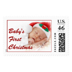 Design Custom Photo Stamps Babys First Christmas