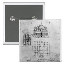 Design for a church, fol. 4r pinback buttons
