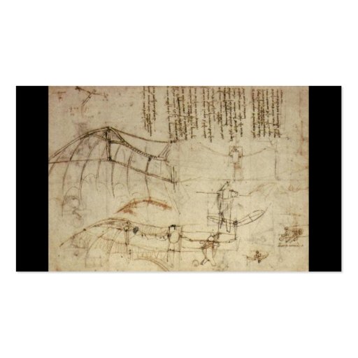 Design for a Flying Machine by Leonardo Da Vinci Business Cards (front side)