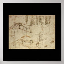 Design for a Flying Machine by Leonardo Da Vinci Print