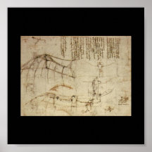 Design for a Flying Machine by Leonardo Da Vinci Print