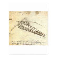 Design for a flying machine. postcard