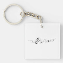 Design Of A Twisting Musical Score Square Acrylic Keychain