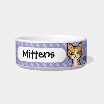 Design Your Own Cartoon Cat (customizable name) Cat Food Bowls