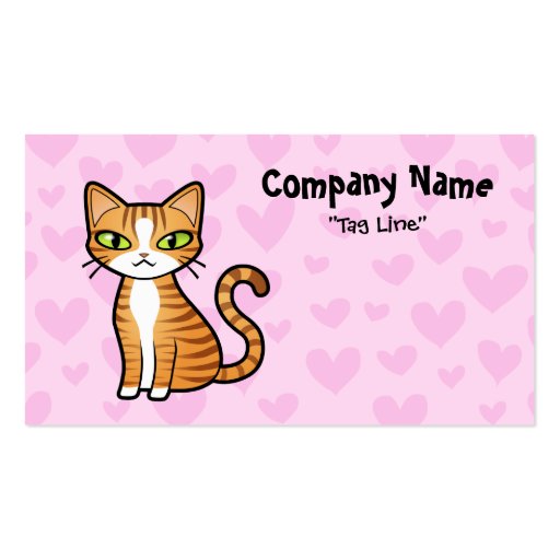 Design Your Own Cartoon Cat (love hearts) Business Card Templates