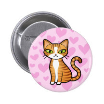 Design Your Own Cartoon Cat (love hearts) Pinback Button