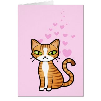 Design Your Own Cartoon Cat (love hearts) card