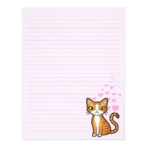 Design Your Own Cartoon Cat (love hearts) Personalized Letterhead
