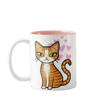 Design Your Own Cartoon Cat (love hearts) Mugs
