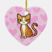 Design Your Own Cartoon Cat (love hearts) Christmas Ornaments