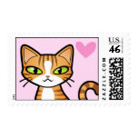 Design Your Own Cartoon Cat (love hearts) Stamps