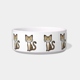 Cartoon Bengal Cat Food Dish Cartoon Bengal Cat Food Dish