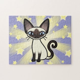 Cartoon Siamese Cat Jigsaw Puzzle Design your own cartoon cat jigsaw puzzle! (Siamese Cat Shown)