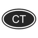 CT Connecticut Euro Style Oval Sticker