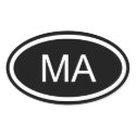 MA Massachusetts Euro Style Oval Sticker