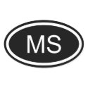 MS Mississippi Euro Style Oval Sticker