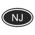 NJ New Jerskey Euro Style Oval Sticker