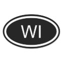 WI wisconsin Euro Style Oval Sticker