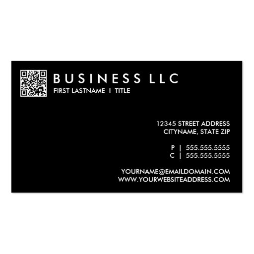 design your own QR code: plain black and white. Business Card Templates (front side)