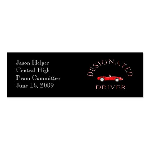 Designated Driver Business Card (front side)