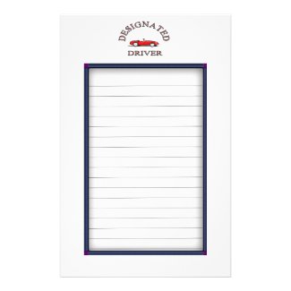 Designated Driver Sign Up Sheets Custom Stationery