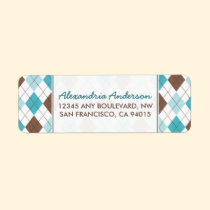 Designer Argyle Return Address Label (aqua) labels