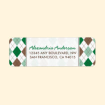 Designer Argyle Return Address Label (green) labels