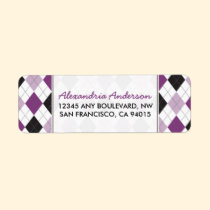 Designer Argyle Return Address Label (lilac/black) labels