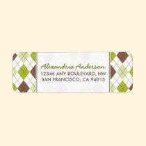 Designer Argyle Return Address Label (lime) labels