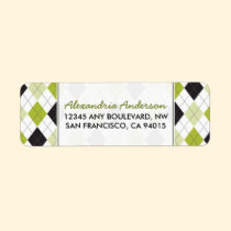 Designer Argyle Return Address Label (lime/black) labels