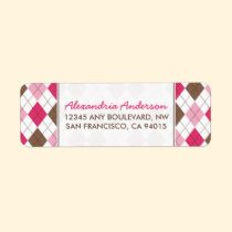 Designer Argyle Return Address Label (pink) labels