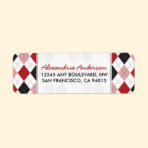 Designer Argyle Return Address Label (red/black) labels