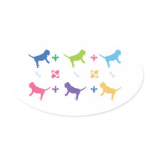 Designer Bloodhound Print Oval Stickers