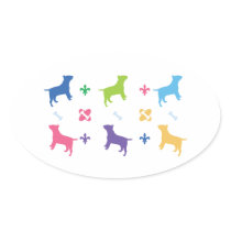 Designer Bull Terrier Print Oval Stickers