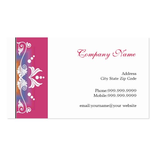 Designer Business Cards::Colorful Flourishes (back side)